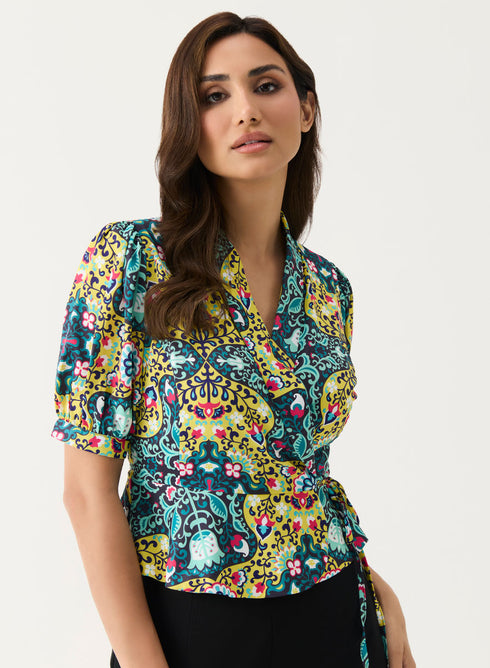 Peplum Crop Top with V Neck